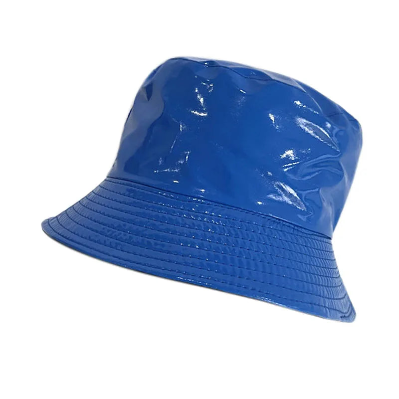Shiny PU Leather Hip-Hop Bucket Hat