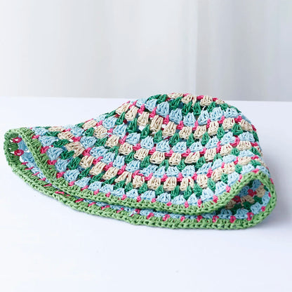 Handmade Multicolor Straw Bucket Hat