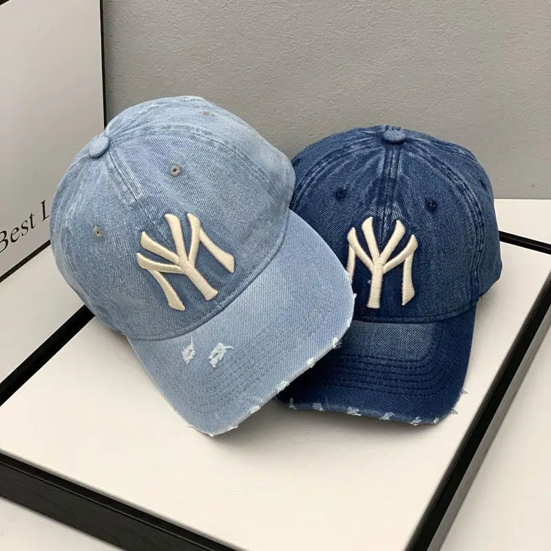 Washed Denim Vintage Baseball Cap Men