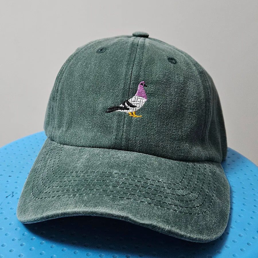 Embroidered Pigeon Vintage Washed Spring Baseball Cap