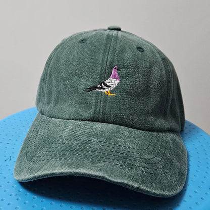 Embroidered Pigeon Vintage Washed Spring Baseball Cap
