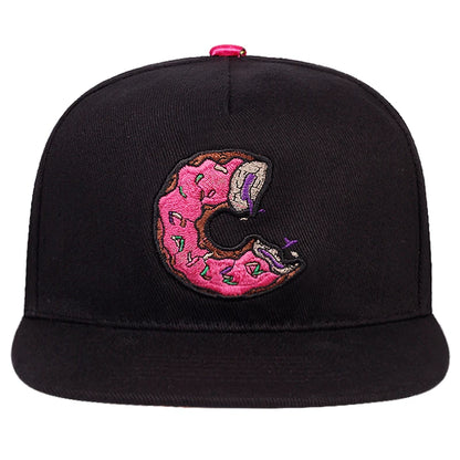Unisex Doughnut Embroidery Street Snapback Cap