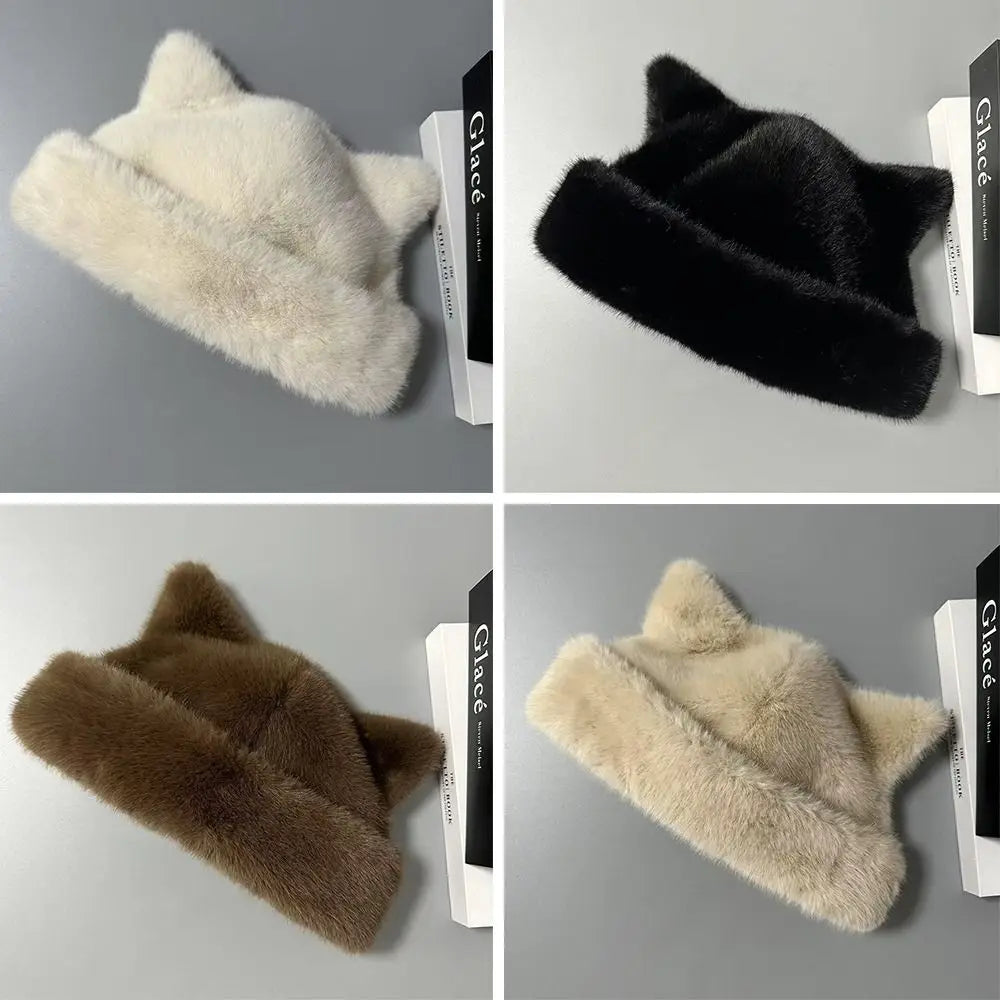 Cute Ears Fluffy Winter Bucket Hat