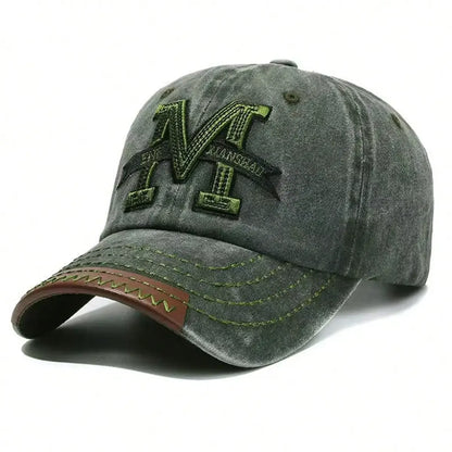 Unisex M Embroidered Washed Baseball Cap