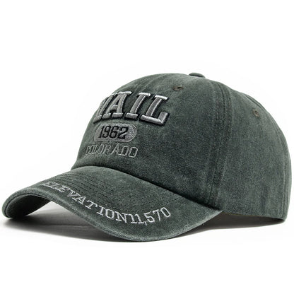 VAIL Letter Embroidered Cotton Soft Top Baseball Cap