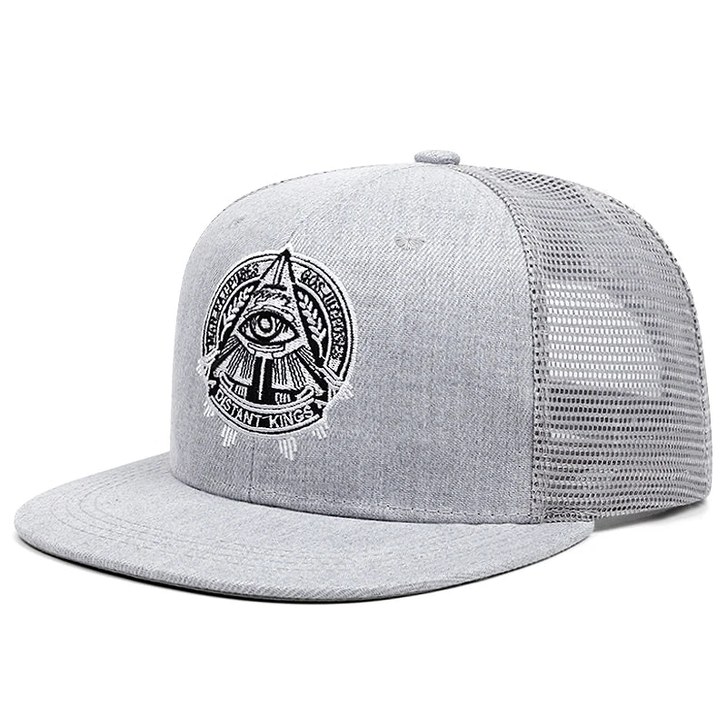 3D Eye Embroidered Flat Brim Hip Hop Cap