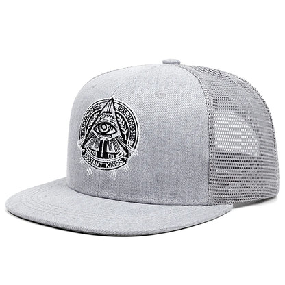 3D Eye Embroidered Flat Brim Hip Hop Cap