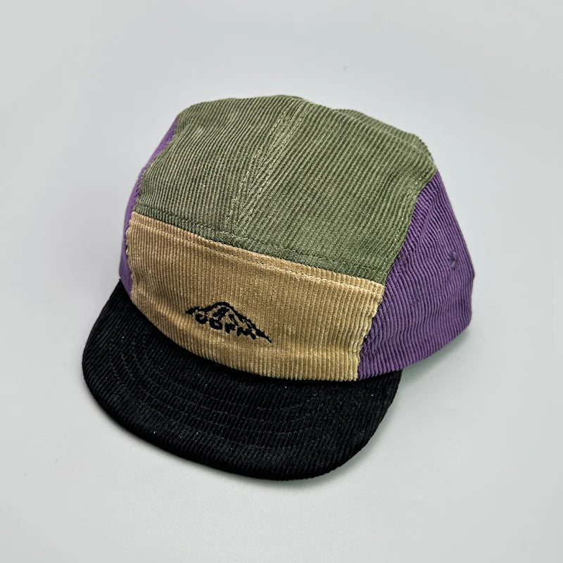 Japanese Color Block Corduroy Retro Snapback Cap