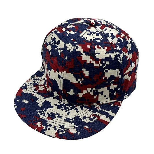 Digital Camo Harajuku Flat Brim Snapback Cap
