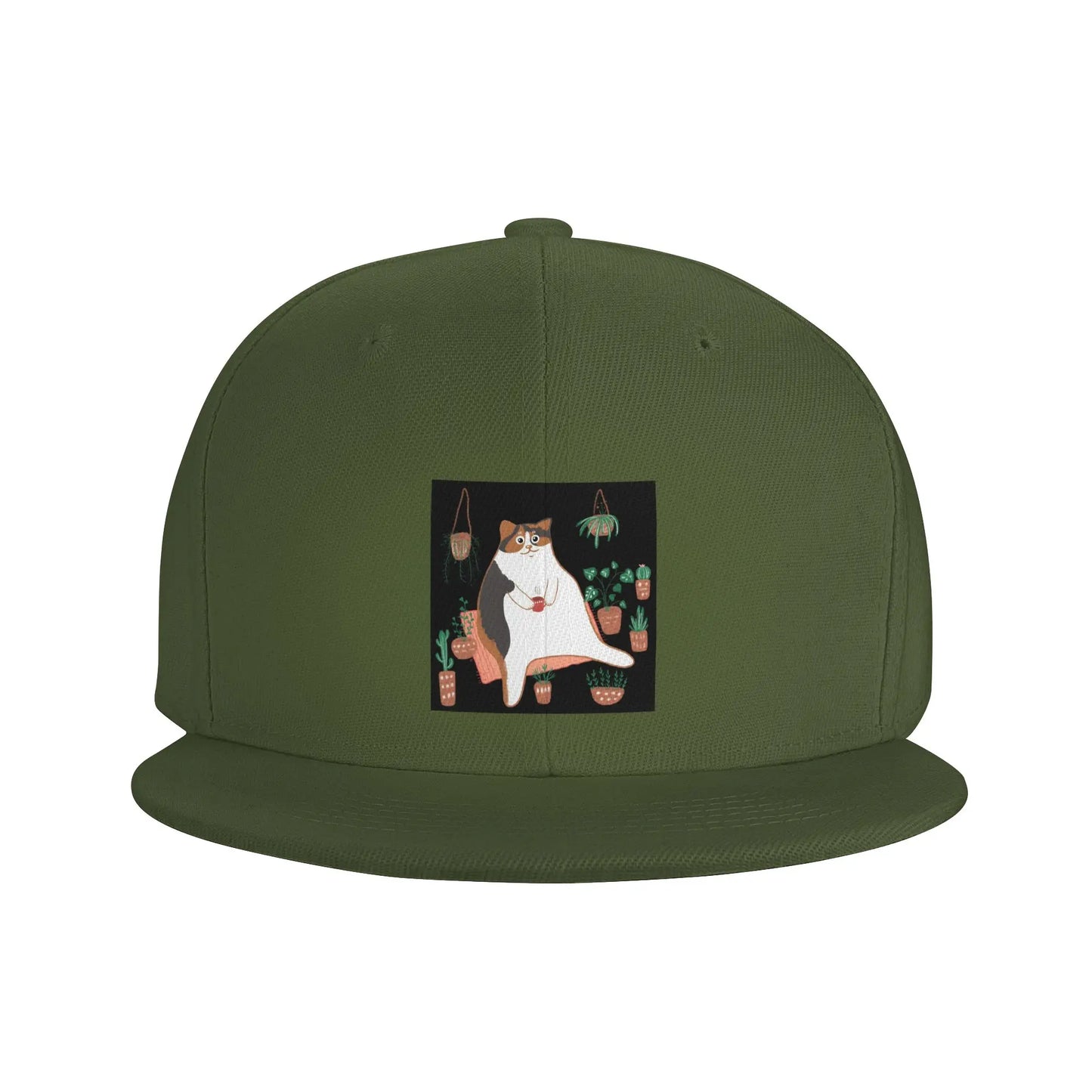 Calico Cat With Potted Plants Cute Graphic Snapback Cap