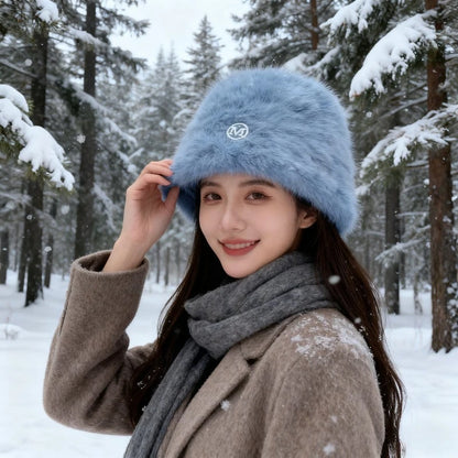 Cute Fleece Solid Color Winter Bucket Hat