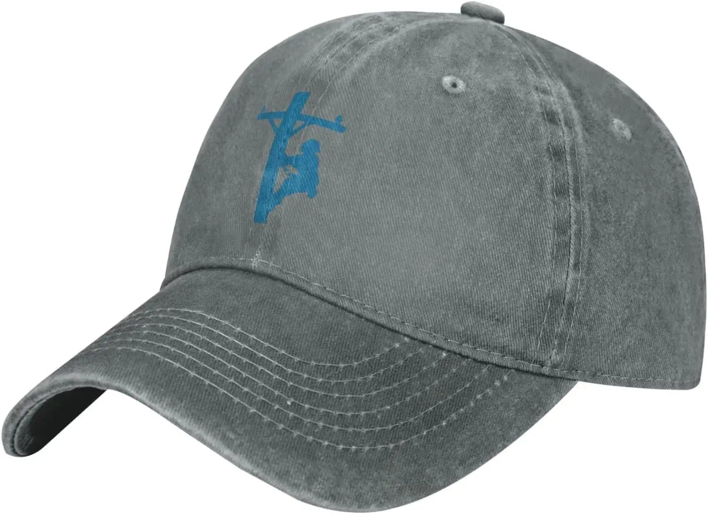 Lineman Climbing Utility Pole Distressed Baseball Cap