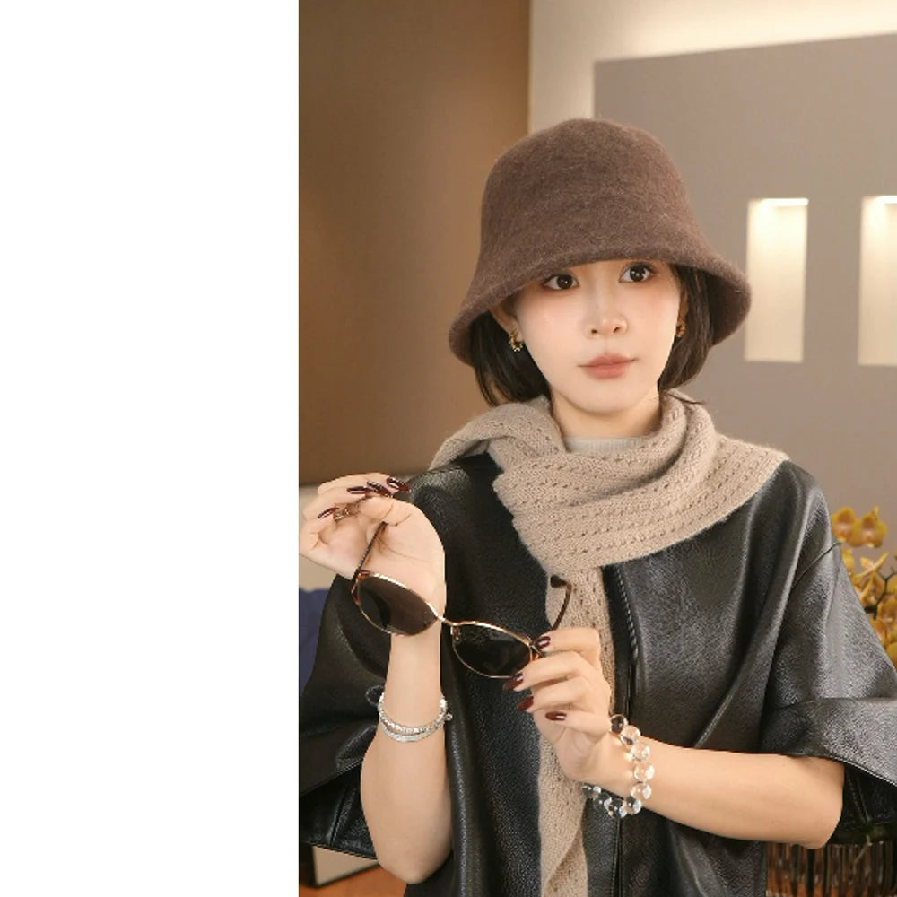 Japanese Rabbit Fur Wool Blend Bucket Hat