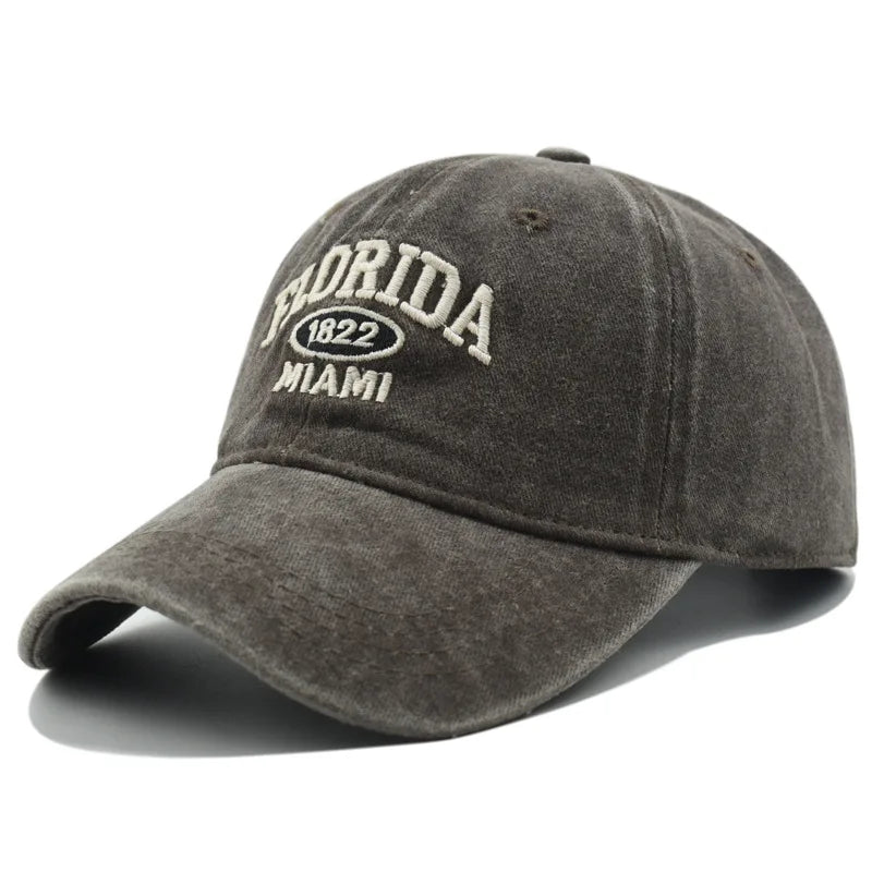 Vintage Washed Florida Embroidery Baseball Cap