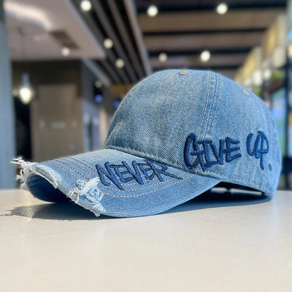Vintage Washed Cotton Letter Baseball Cap