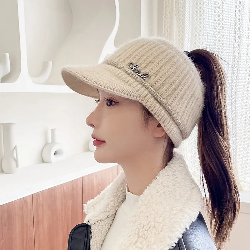Knitted Velvet Lined Winter Baseball Cap