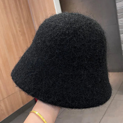 Vintage Wool Foldable Fisherman Bucket Hat Women