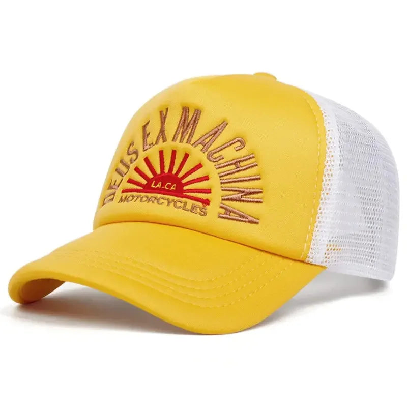 Color Block Embroidered Mesh Trucker Baseball Cap