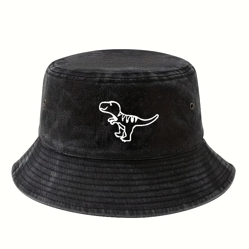 Retro Washed Dinosaur Print Fisherman Hat