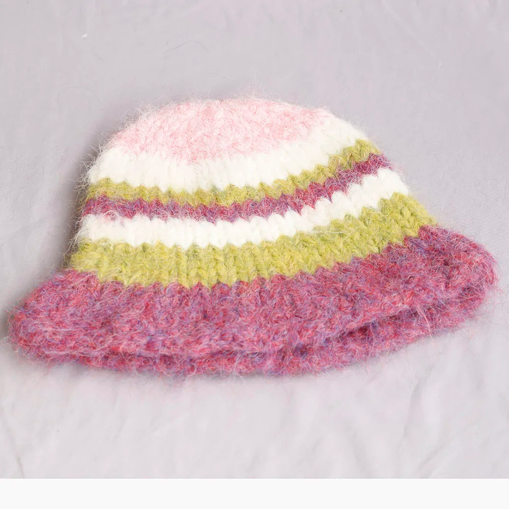 Korean Crochet Flower Winter Bucket Hat