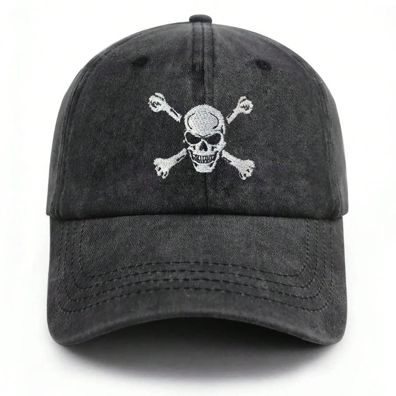 Skull And Crossbones Embroidered Baseball Cap