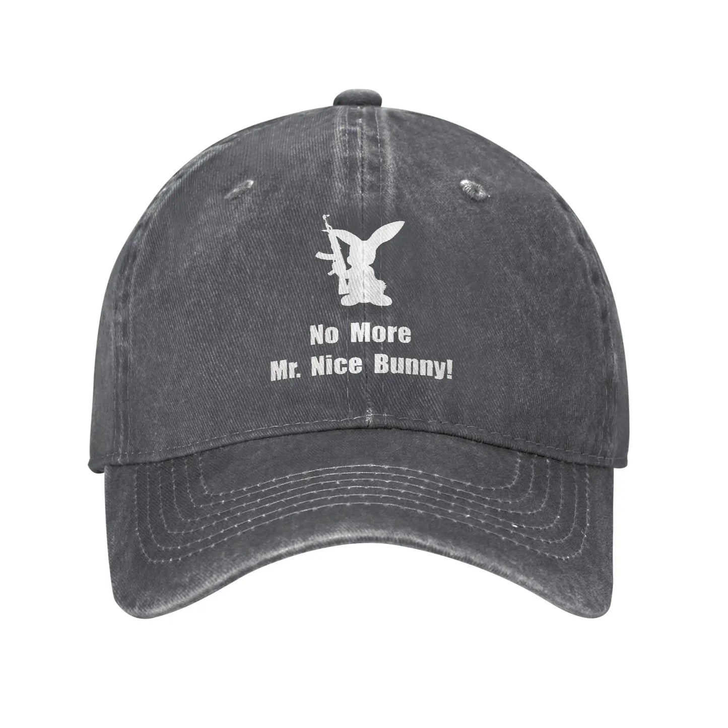 No More Nice Bunny Washed Denim Baseball Cap