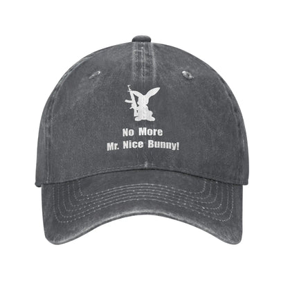 No More Nice Bunny Washed Denim Baseball Cap