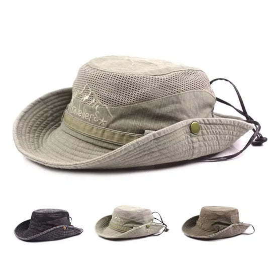 Breathable Mesh Cotton Wide Brim Bucket Hat
