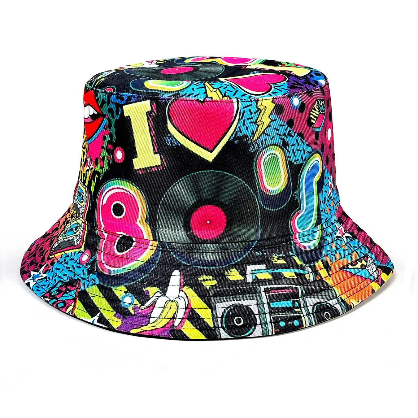 Retro Cassette Tape Reversible Foldable Bucket Hat Unisex