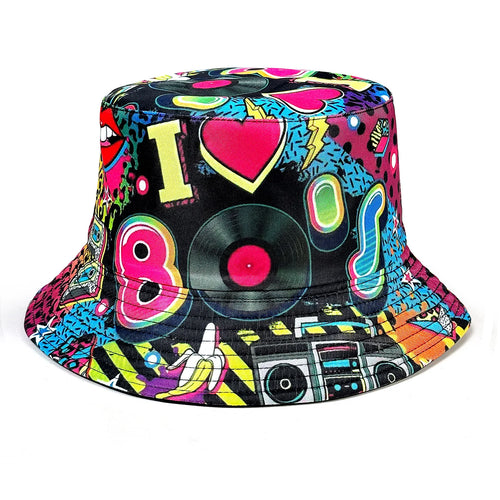 Retro Cassette Tape Reversible Foldable Bucket Hat Unisex