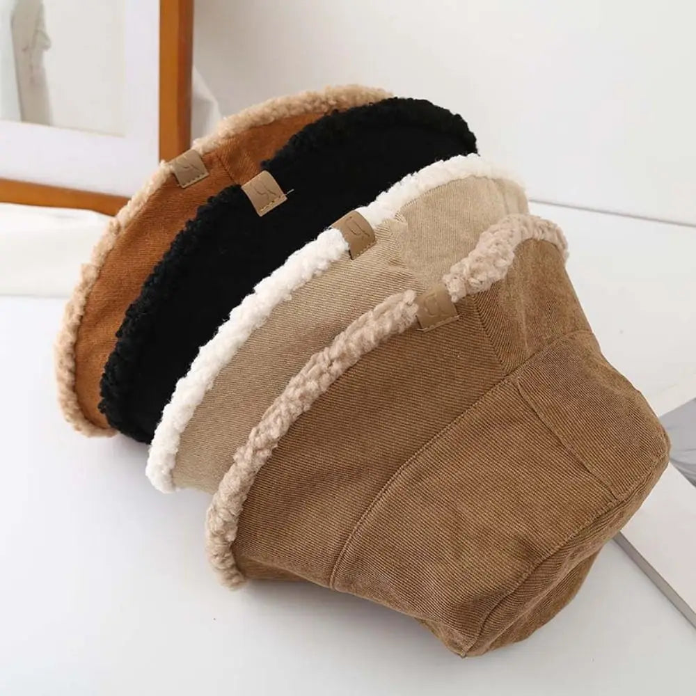 Korean Casual Lamb Wool Winter Bucket Hat