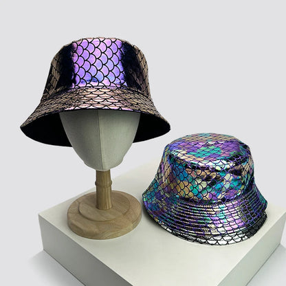 Shiny PU Leather Colorful Bucket Hats