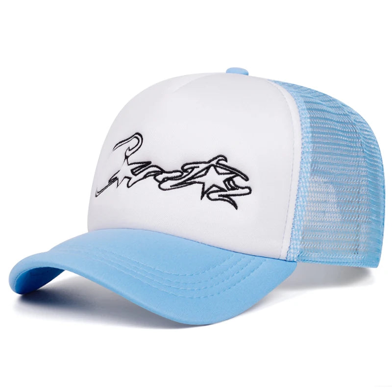 C Star Embroidered Mesh Baseball Hat