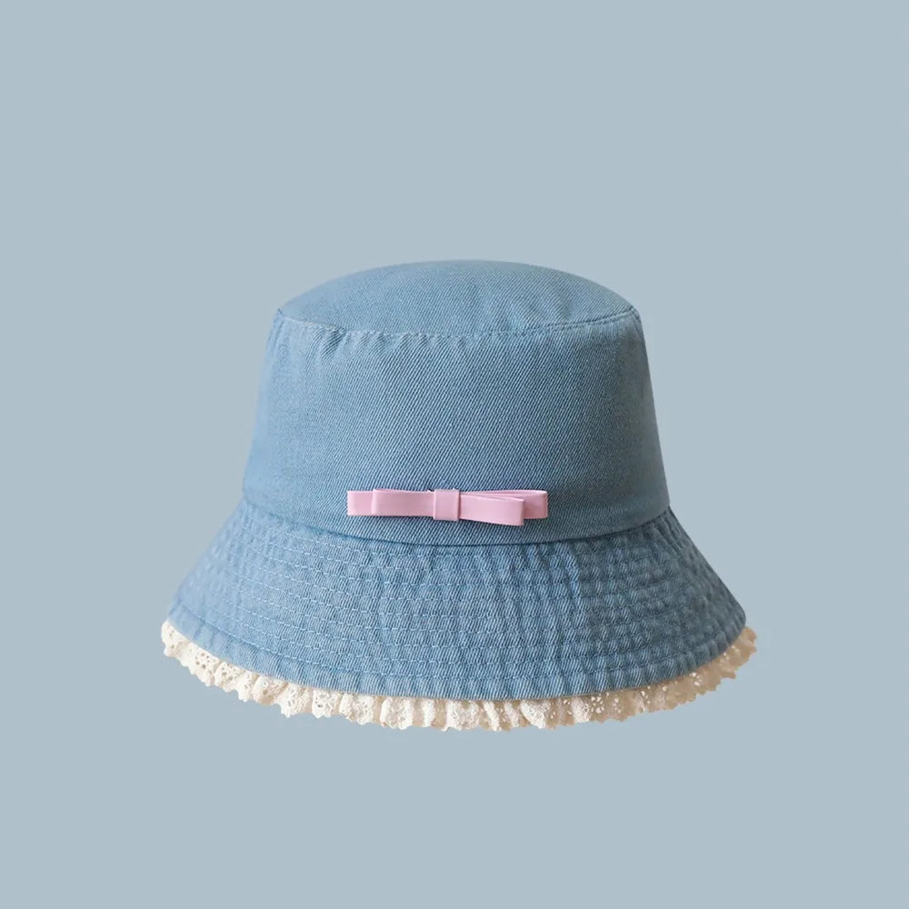 Retro Denim Bow Tie Y2K Bucket Hat