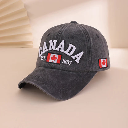 Retro Washed Maple Leaf Embroidered Baseball Cap