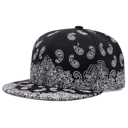 West Coast Cashew Flower Printed Adjustable Snapback Baseball Hat