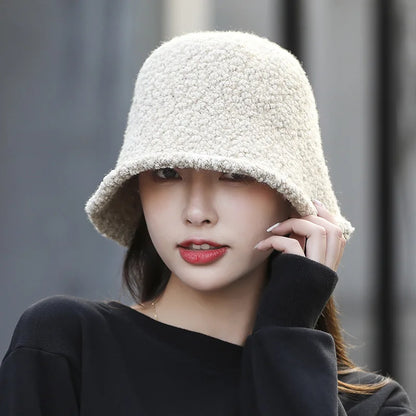 Winter Wool Knitted Bucket Hat with Ear Protection