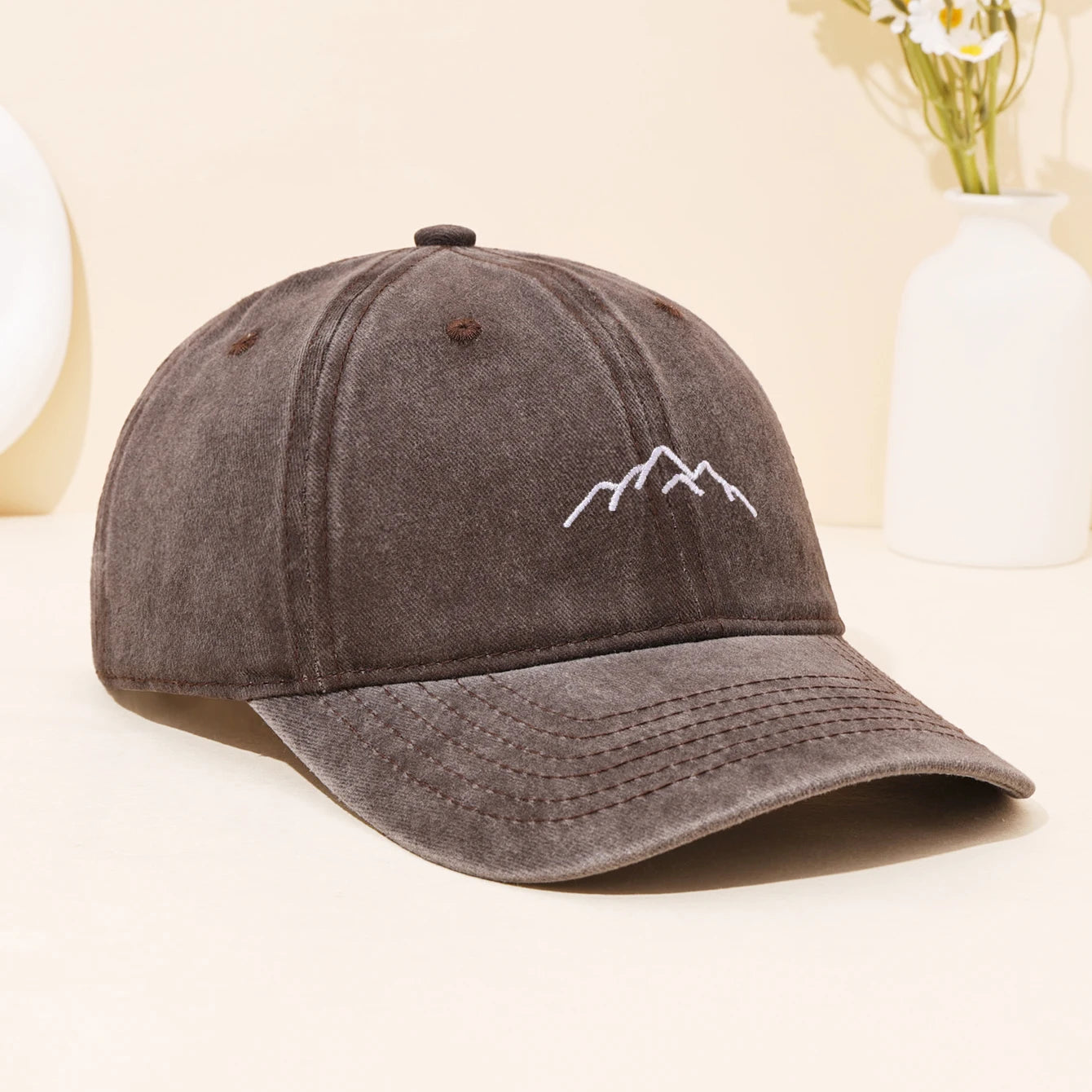 Retro Washed Mountain Embroidered Duckbill Cap
