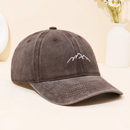 Retro Washed Mountain Embroidered Duckbill Cap