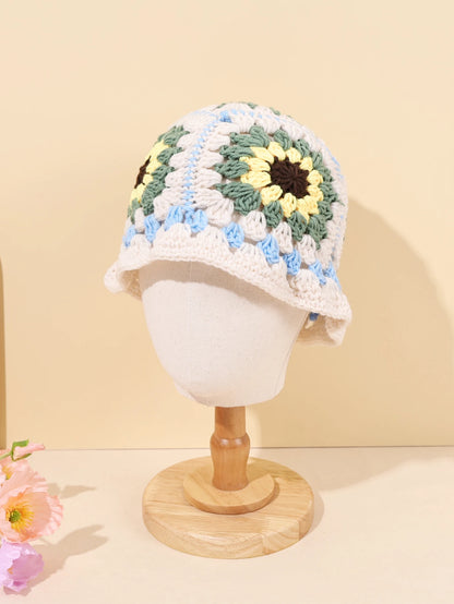 Handmade Sunflower Bamboo Knitted Bucket Hat