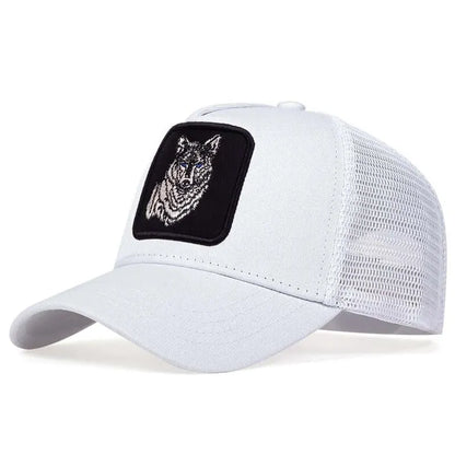 Unisex Wolf Embroidery Baseball Net Caps