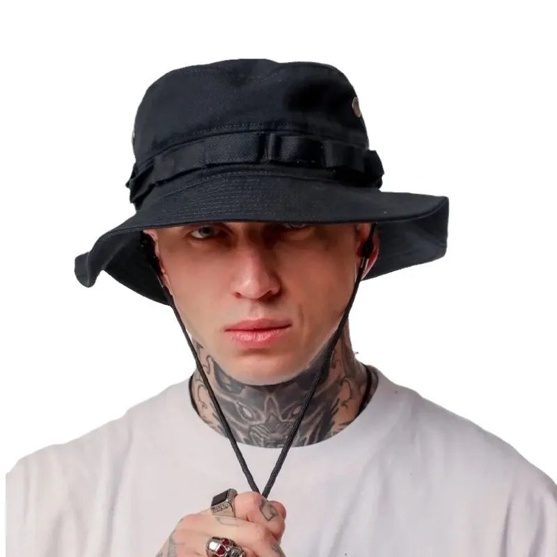 Unisex Four Seasons Cotton Bucket Hat with Pocket
