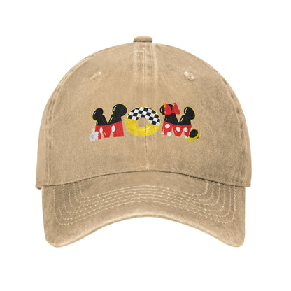 Mickey Minnie Mouse Mother Day Washed Baseball Cap