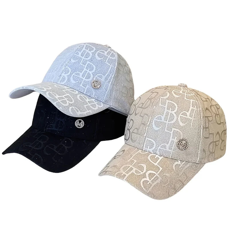 Lightweight Glittery Baimei Logo Adjustable Baseball Cap