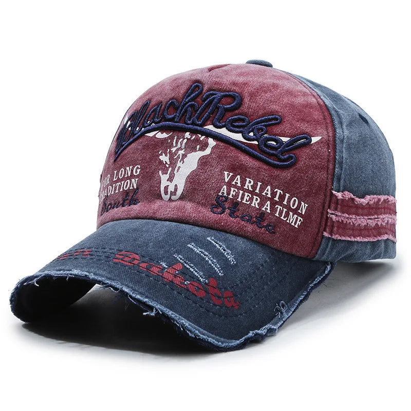 Vintage Letter Embroidery Cow Baseball Cap Unisex