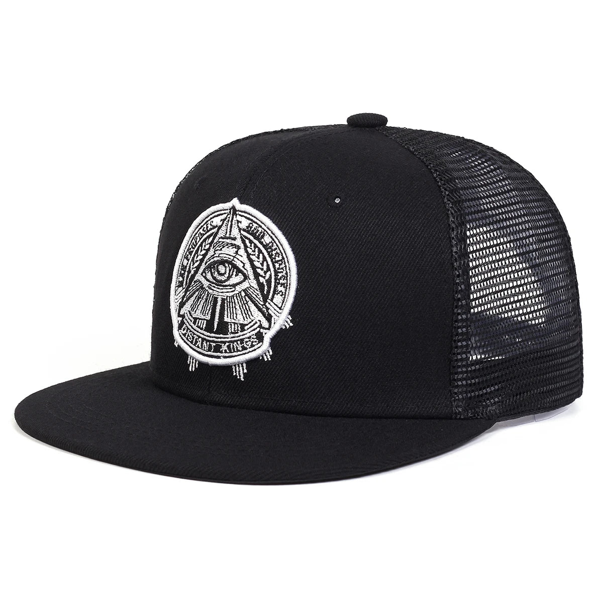 3D Eye Embroidered Flat Brim Hip Hop Cap