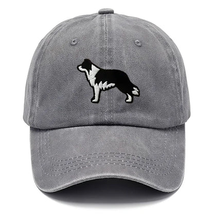 Border Collie Embroidered Washed Cotton Baseball Cap