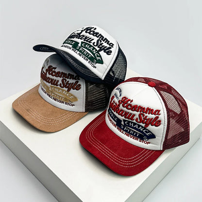 American Vintage Embbroidered Letter Trucker Baseball Cap