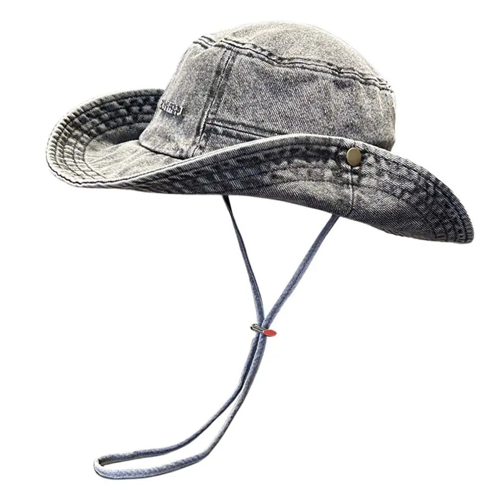 Portable Retro Denim Anti UV Bucket Hat