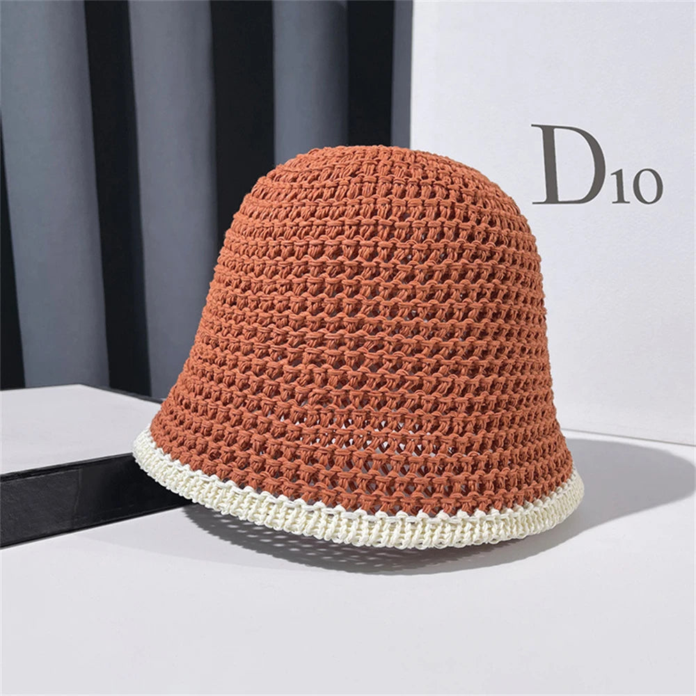 Japanese Style Simple Foldable Braid Women Bucket Hat